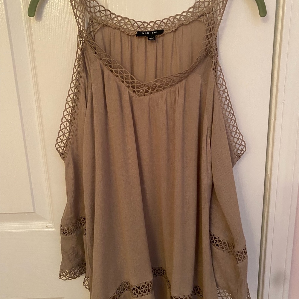 Rachel Tan Lace Accent Blouse
